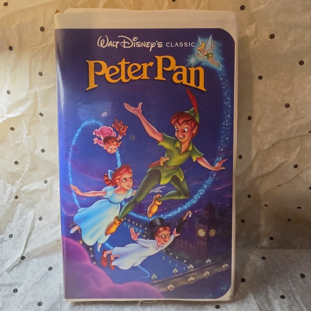 Disney OS Peter Pan VHS Kids Movie Blue Walt Disney Classic Clamshell 1990